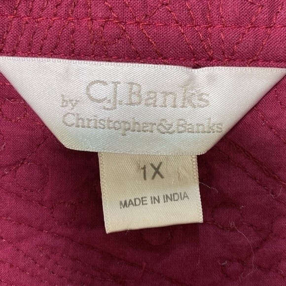 CJ Banks Quilted Button Front Jacket Outerwear Plum Layering Cotton Outdoor Cozy - Picture 6 of 15